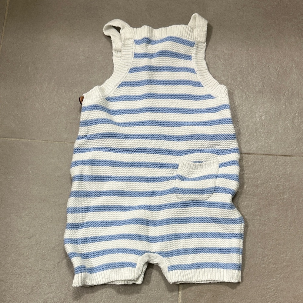 Striped Blue and White Kids Sweater Romper - Picture 8 of 11